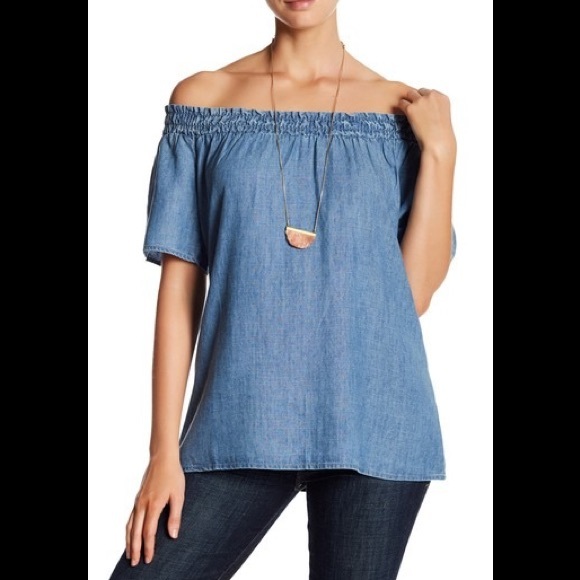 Anthropologie Tops - Anthro Michael Stars Chambray Off the Shoulder Top
